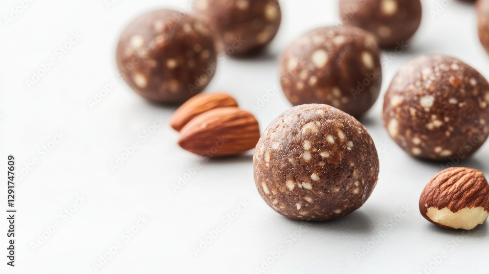 Ultra Detailed View of Raw Cacao Energy Balls with Nuts Ultra Detailed View of Raw Cacao Energy Balls with Nuts