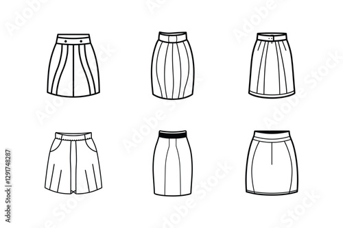 pencil skirt line art vector illustration