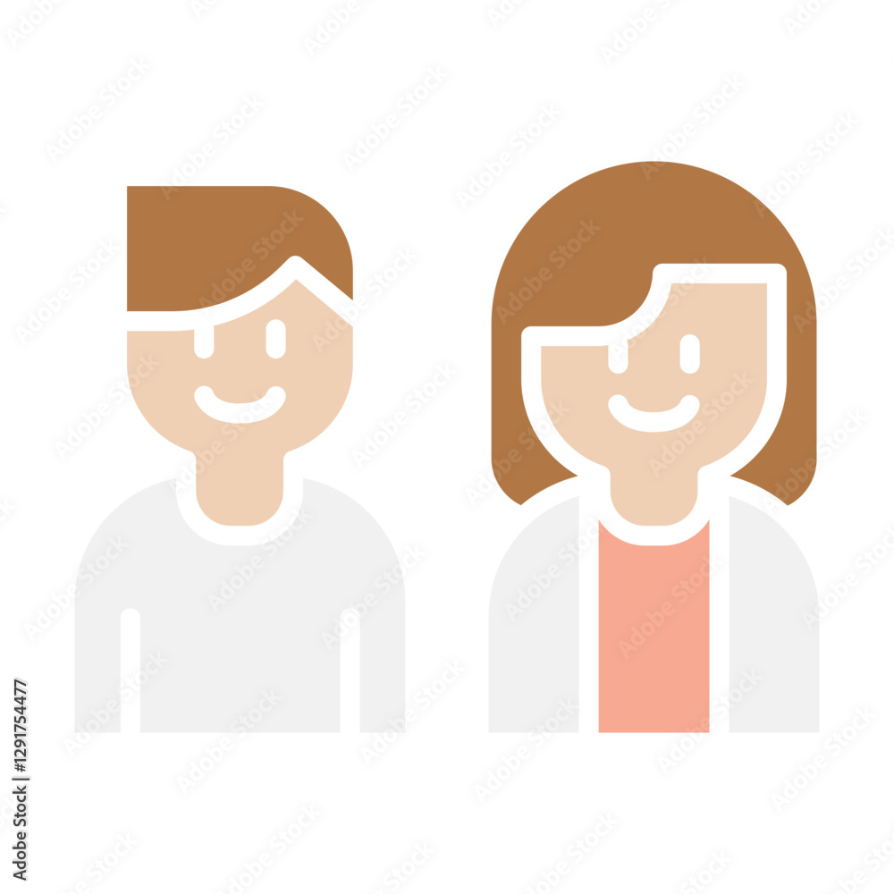 Couple icon in flat color style Couple icon in flat color style