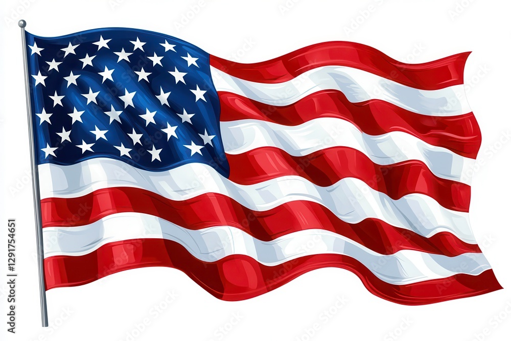 Obraz premium Waving Circle Flag Icon Representing American Pride in Vibrant Colors. Generative AI
