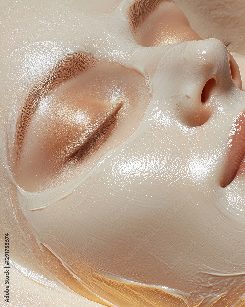 Fototapeta premium Relaxing facial treatment for glowing skin spa center beauty indoor close-up wellness