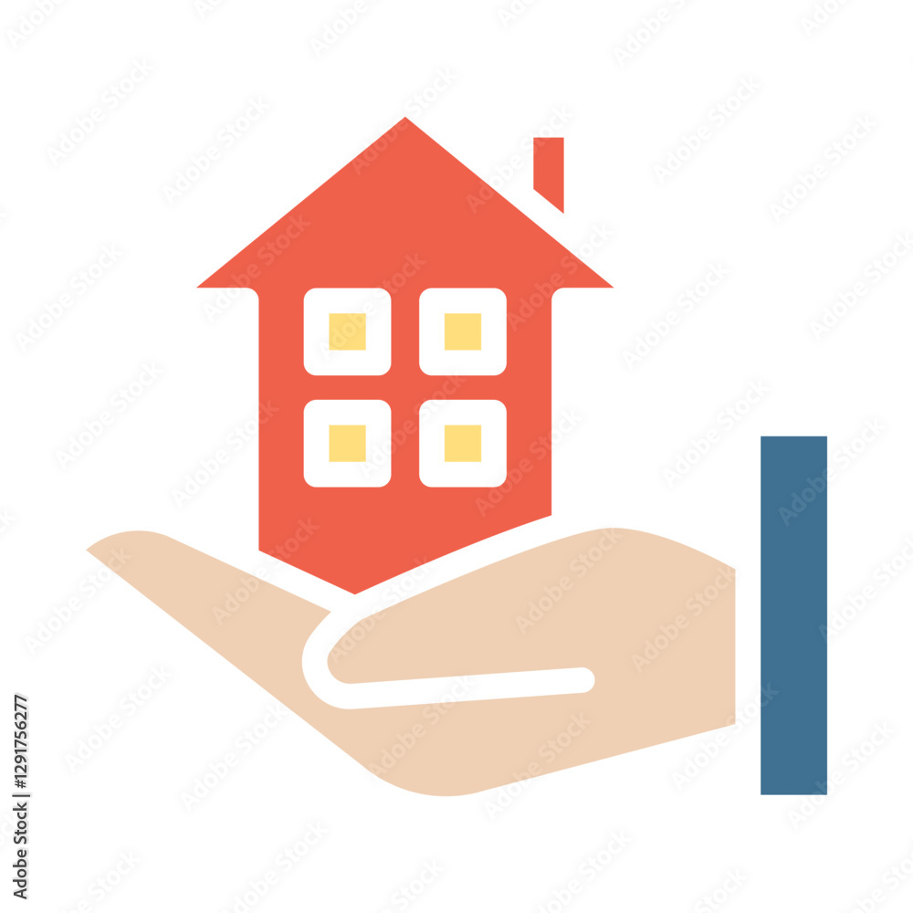 Real estate icon in flat color style Real estate icon in flat color style