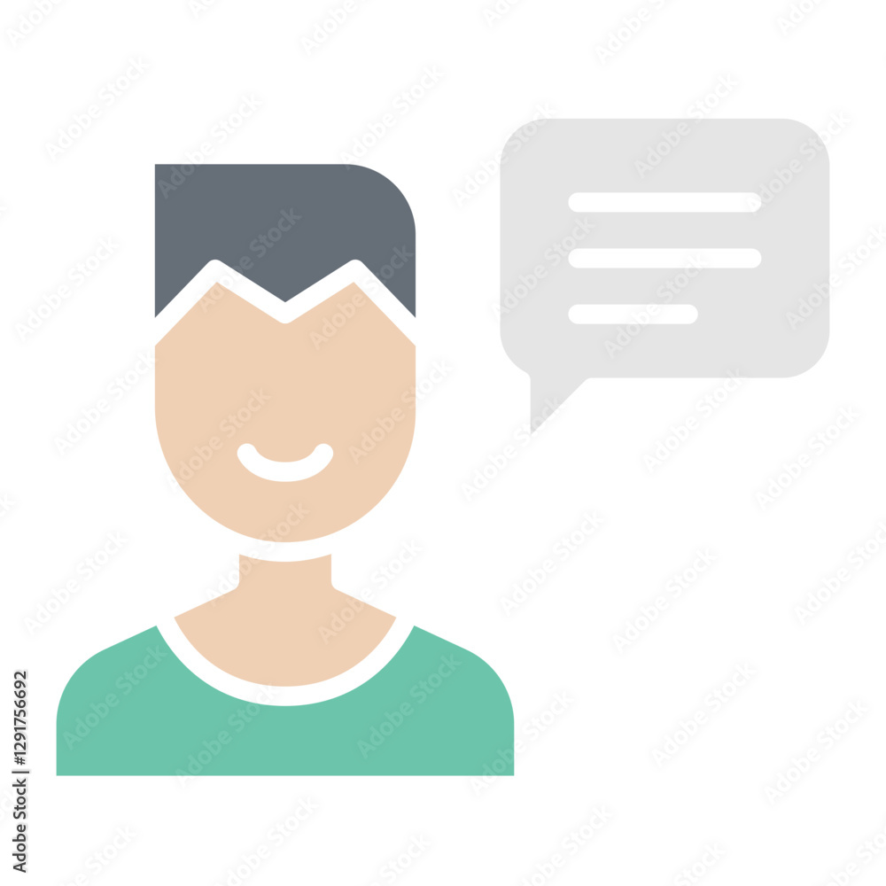 Speaking icon in flat color style