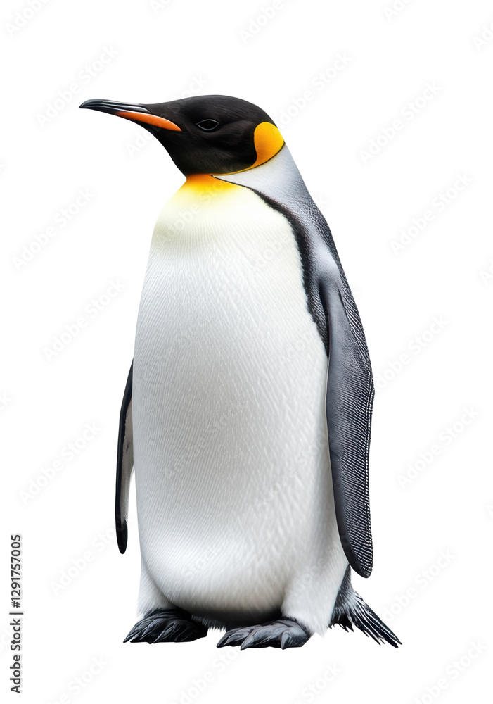 Obraz premium Penguin standing proud on white backdrop, cut out