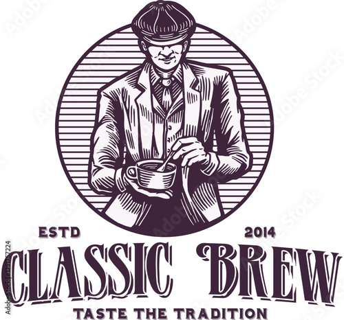 Vintage Coffee Shop Emblem Logo Illustration