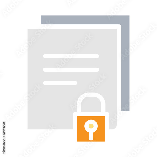 Lock file icon in flat color style