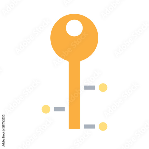 Key icon in flat color style