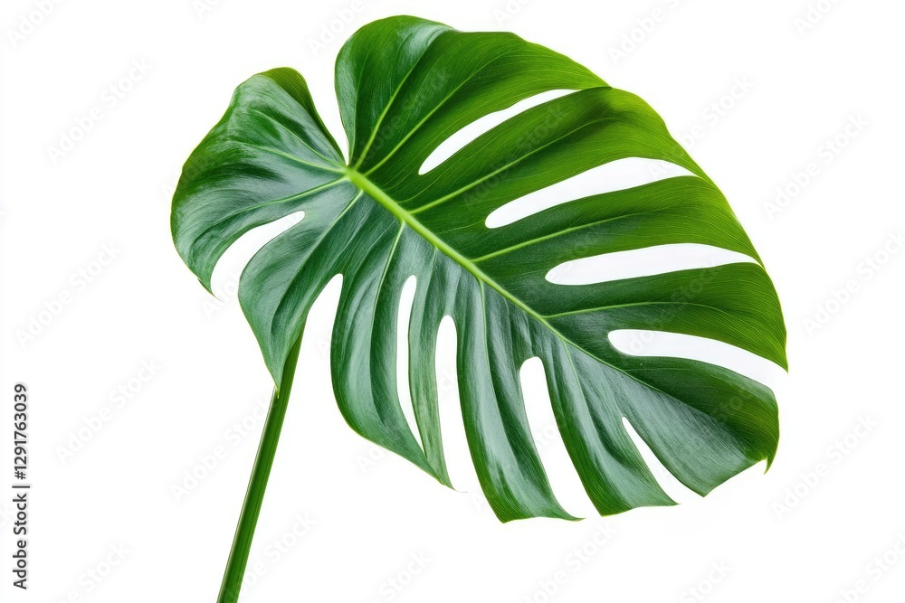 Fototapeta premium A split leaf philodendron (Monstera deliciosa) leaf, isolated