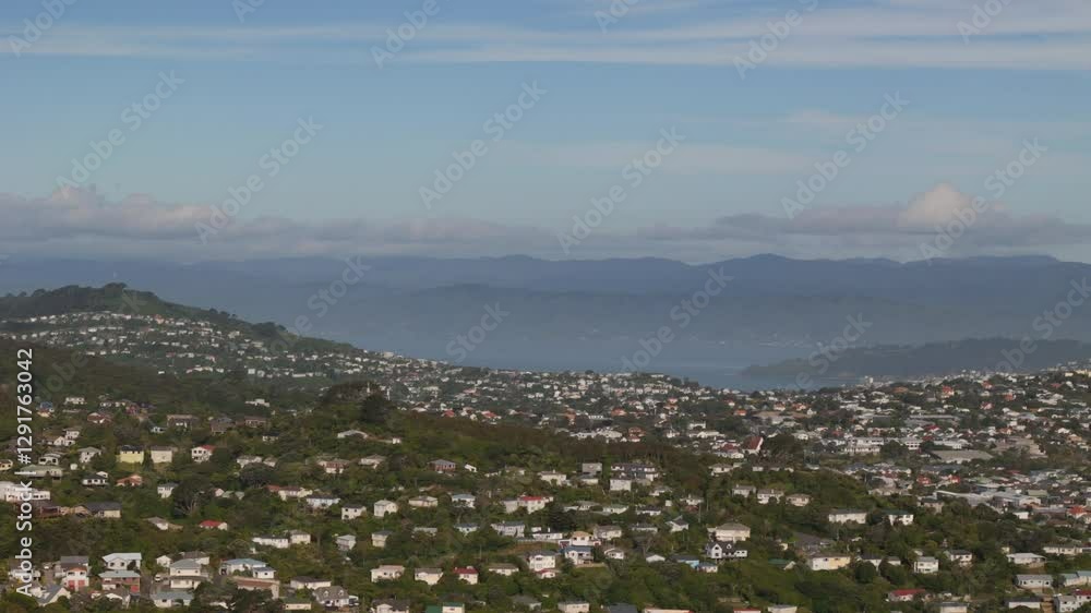 Aerial of the Karori suburb located at the western edge of the urban area of Wellington, New Zealand Aerial of the Karori suburb located at the western edge of the urban area of Wellington, New Zealand
