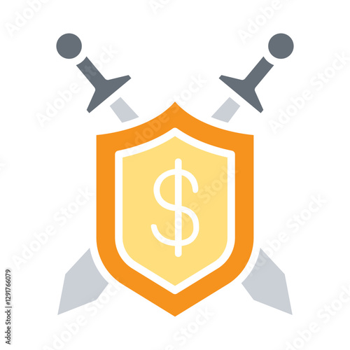 Business war icon in flat color style