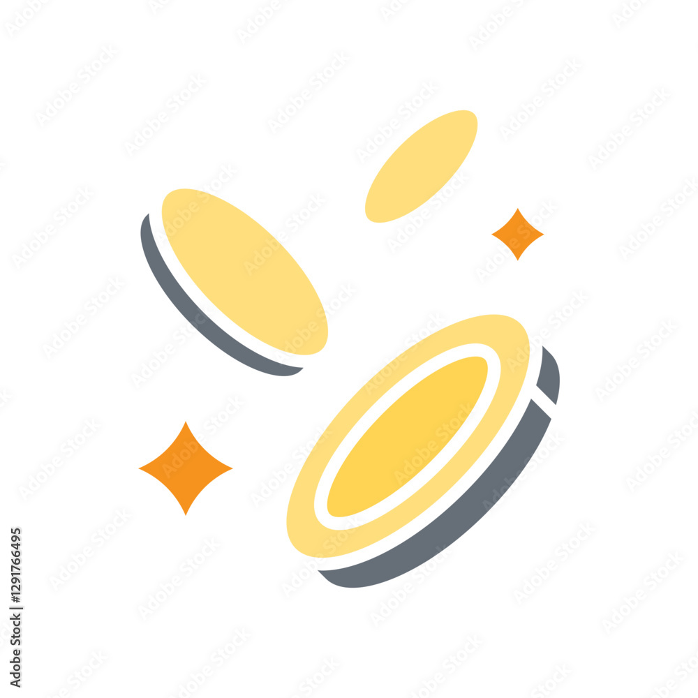 Money drop icon in flat color style Money drop icon in flat color style