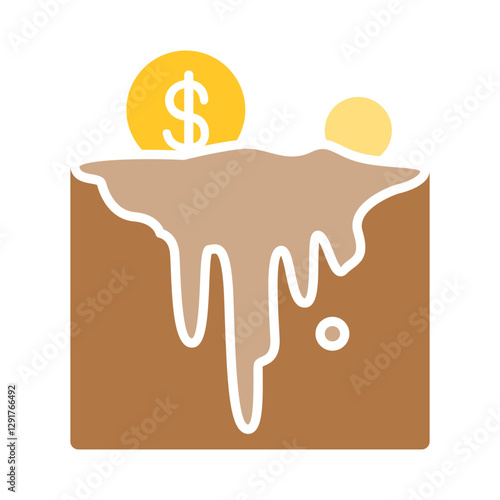 Economic recession icon in flat color style