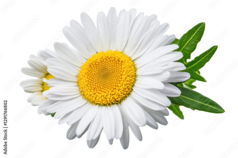 Fototapeta premium Bright pink daisy flower with yellow center, cut out