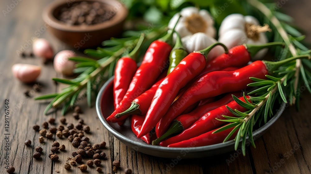 chili, peppers, red, garlic, shallots, herbs, rosemary, wooden, table, fresh, produce, culinary, spice, cooking, ingredients, food, styling, colors, seasonings, kitchen, recipe, gourmet, natural, ligh chili, peppers, red, garlic, shallots, herbs, rosemary, wooden, table, fresh, produce, culinary, spice, cooking, ingredients, food, styling, colors, seasonings, kitchen, recipe, gourmet, natural, ligh