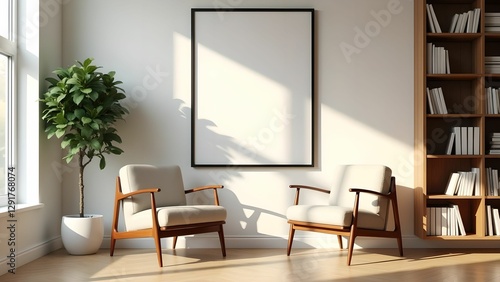 Wallpaper Mural Cozy reading nook in a bright room with empty wall space Torontodigital.ca