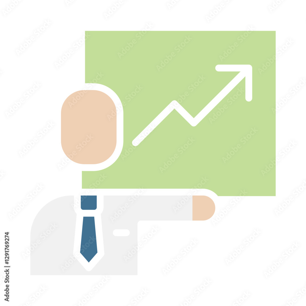 Business presentation icon in flat color style Business presentation icon in flat color style