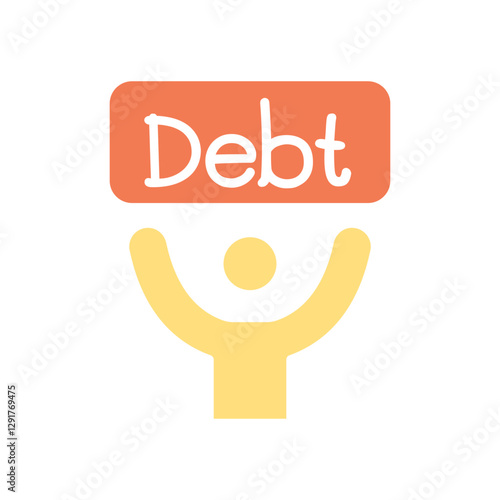 Debt icon in flat color style