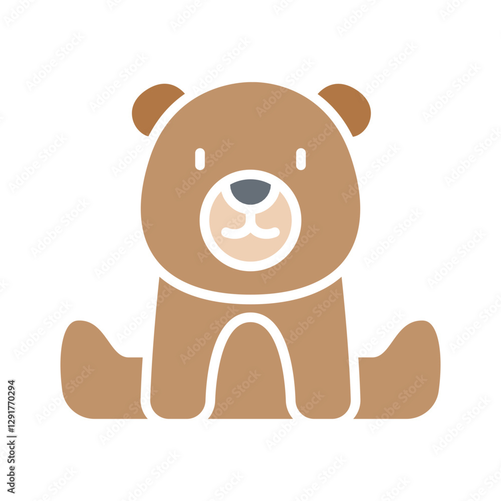 Fototapeta premium Bear icon in flat color style