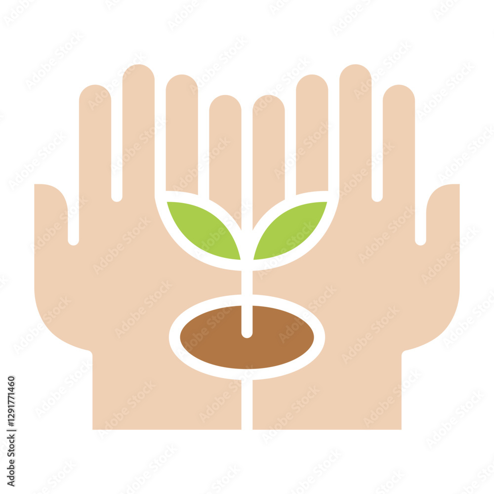 Obraz premium Planting trees icon in flat color style