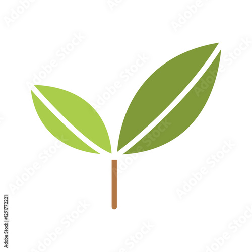 Tea leaves icon in flat color style