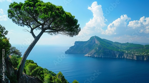 Mountain, Sea, Tree, Sky 