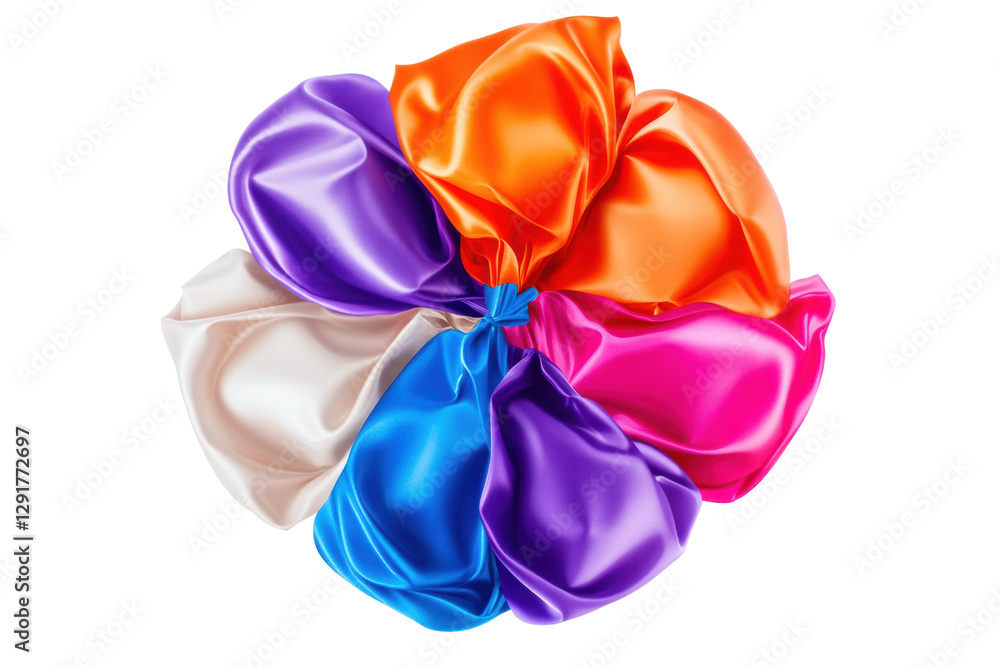 Colorful arrangement of silky fabric pieces, cut out Colorful arrangement of silky fabric pieces, cut out