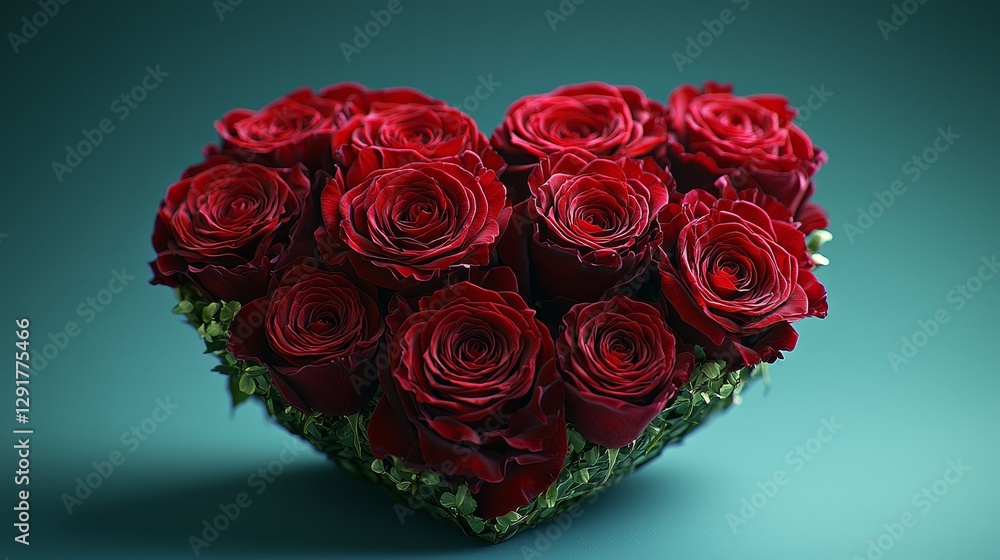 Romantic gesture heart-shaped arrangement of red roses indoor setting floral art soft lighting love concept Romantic gesture heart-shaped arrangement of red roses indoor setting floral art soft lighting love concept