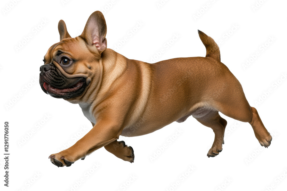 Fototapeta premium Playful French bulldog in motion, cut out