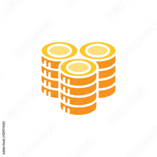 coin, stack coin, money icon in flat color style