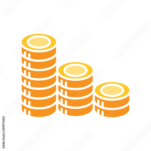 coin, stack coin, money icon in flat color style