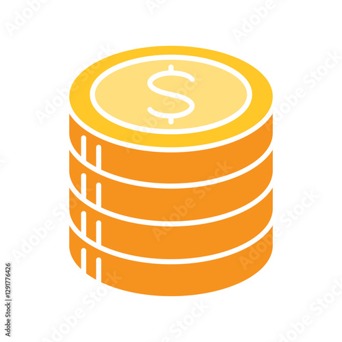 coin, stack coin, money icon in flat color style