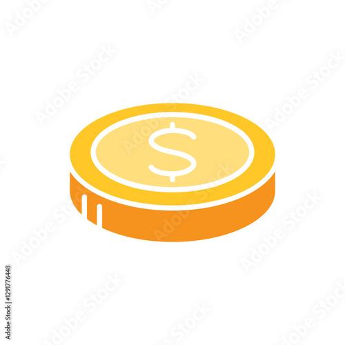 coin, stack coin, money icon in flat color style