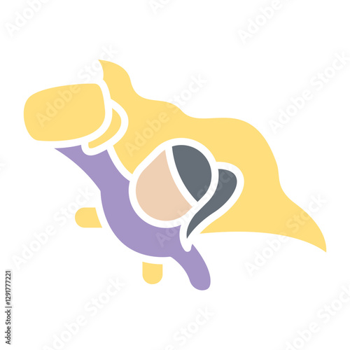 Super woman icon in flat color style