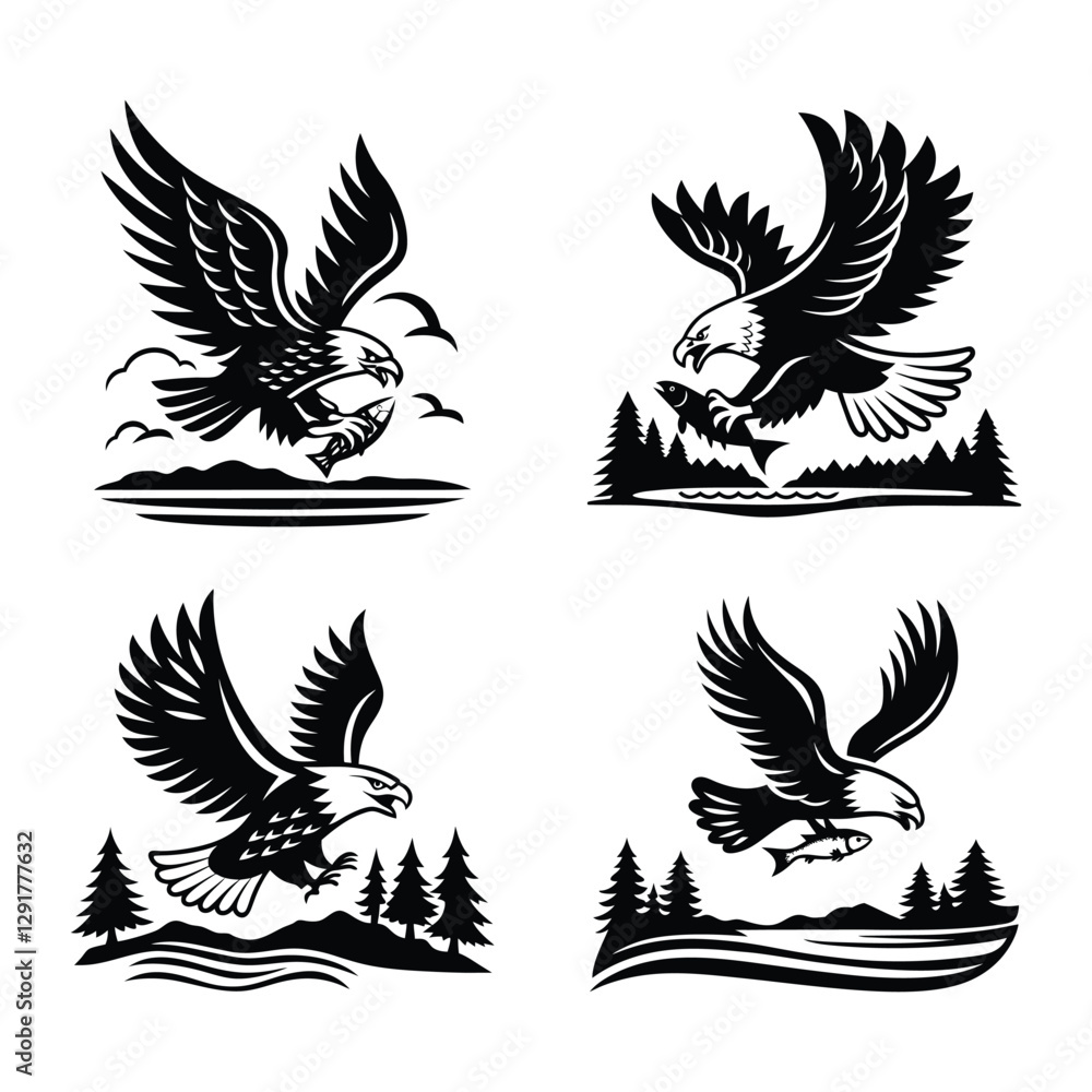eagle hunting fish eagle hunting fish