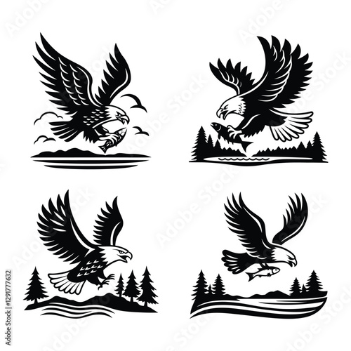 eagle hunting fish