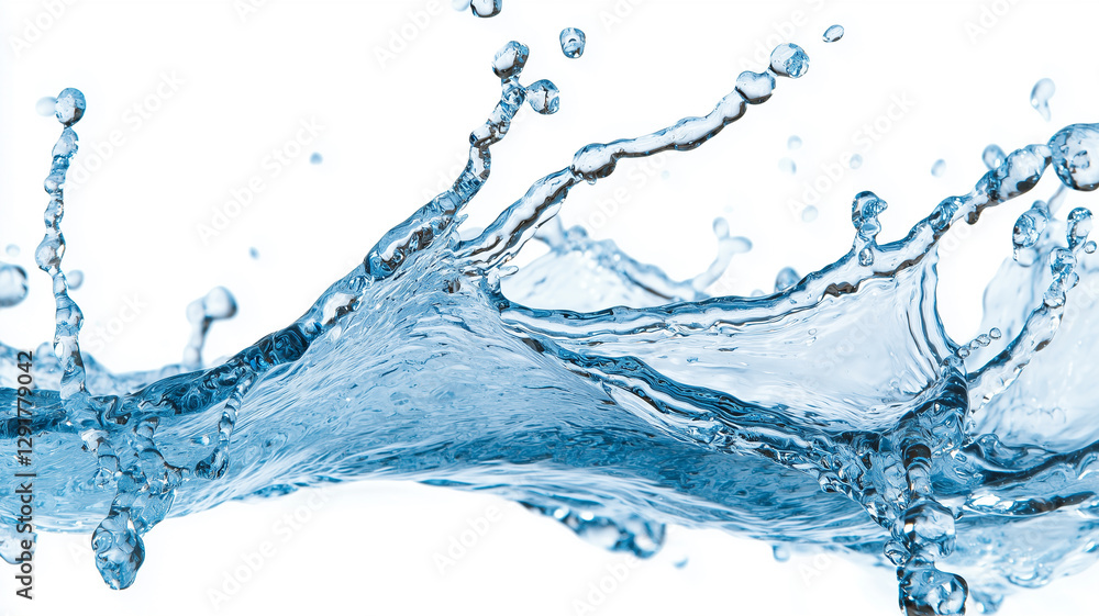 Fototapeta premium Twisted Water Splash Isolated on White Background 