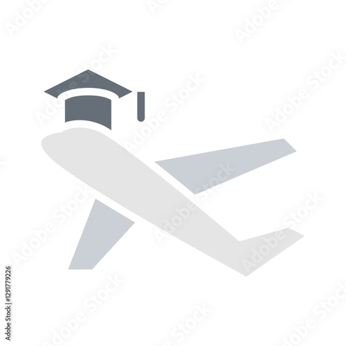 Study abroad icon in flat color style