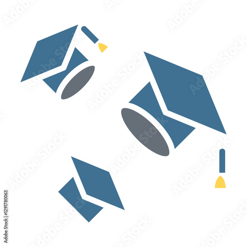 Graduation icon in flat color style