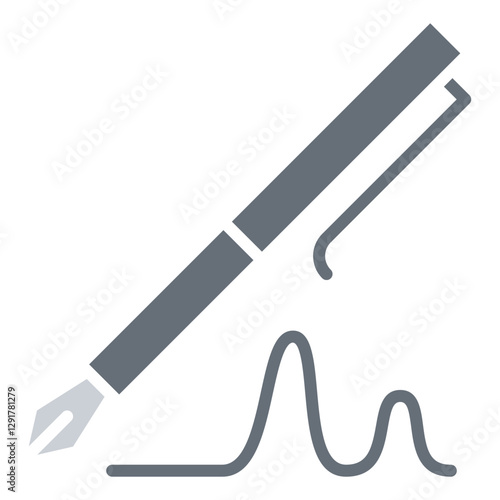 Signature icon in flat color style