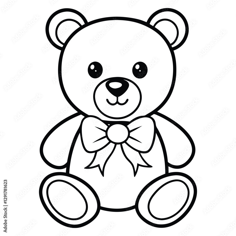 cute teddy bear line art vector with a bow cute teddy bear line art vector with a bow