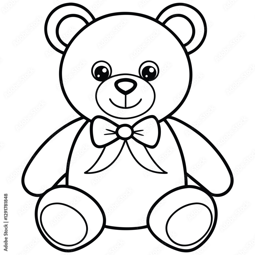 cute teddy bear line art vector with a bow cute teddy bear line art vector with a bow