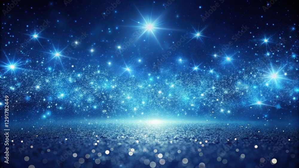 Fototapeta premium Celestial Sparkle A Glimmering Night Sky with Bright Stars and a Shimmering Ground