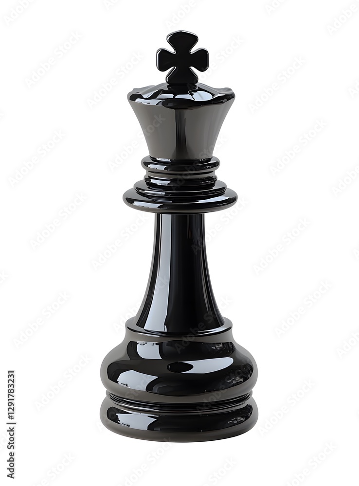 Black chess king piece isolated on white background, strategic game symbol, wooden chess piece Black chess king piece isolated on white background, strategic game symbol, wooden chess piece