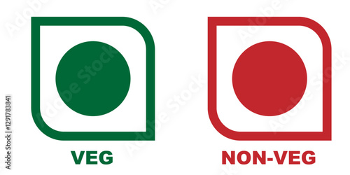 Veg Non-Veg Icons. colourful veg and non-veg symbol in new design