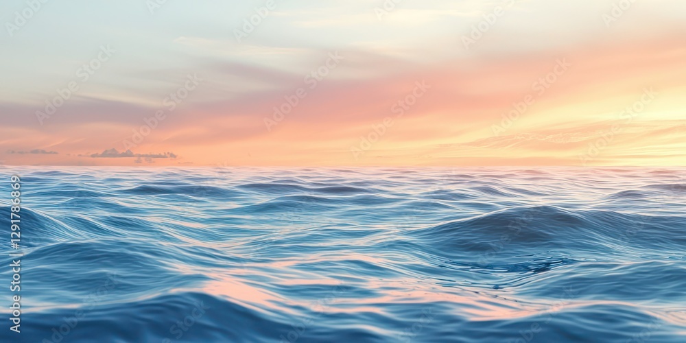 Obraz premium A tranquil ocean scene with gentle waves and a pastel horizon