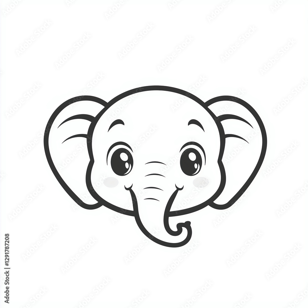 Cute Baby Elephant Cartoon Illustration - Playful Animal Sketch for Children's Artwork and Coloring Book Cute Baby Elephant Cartoon Illustration - Playful Animal Sketch for Children's Artwork and Coloring Book