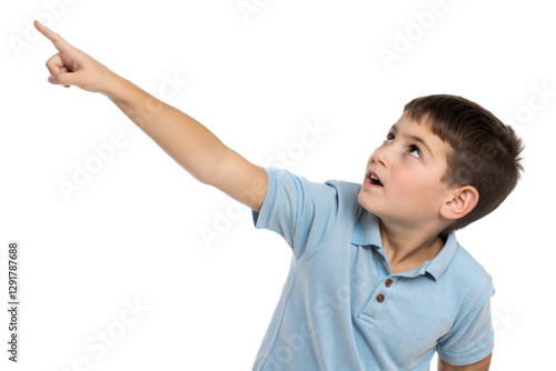 Boy pointing upwards