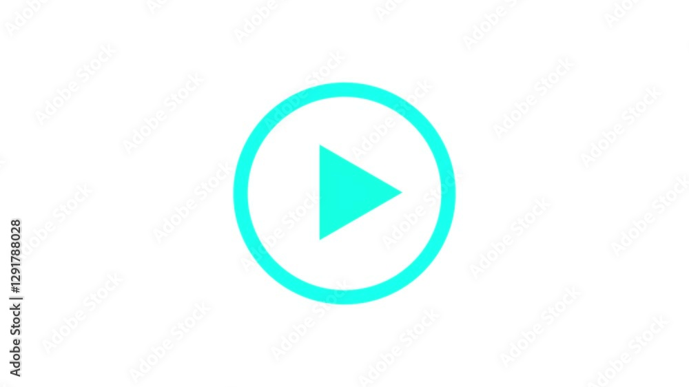 cyan color play button. Video play icon, video symbol on white background. The play icon. cyan color play button. Video play icon, video symbol on white background. The play icon.