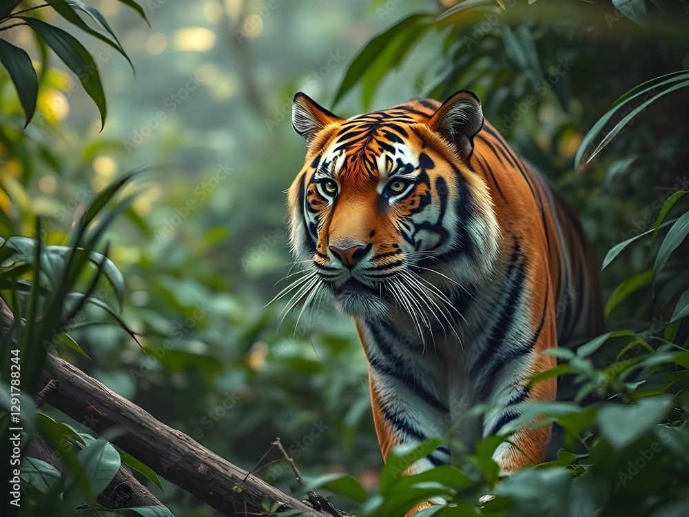 Fototapeta premium A tiger walking in the jungle.