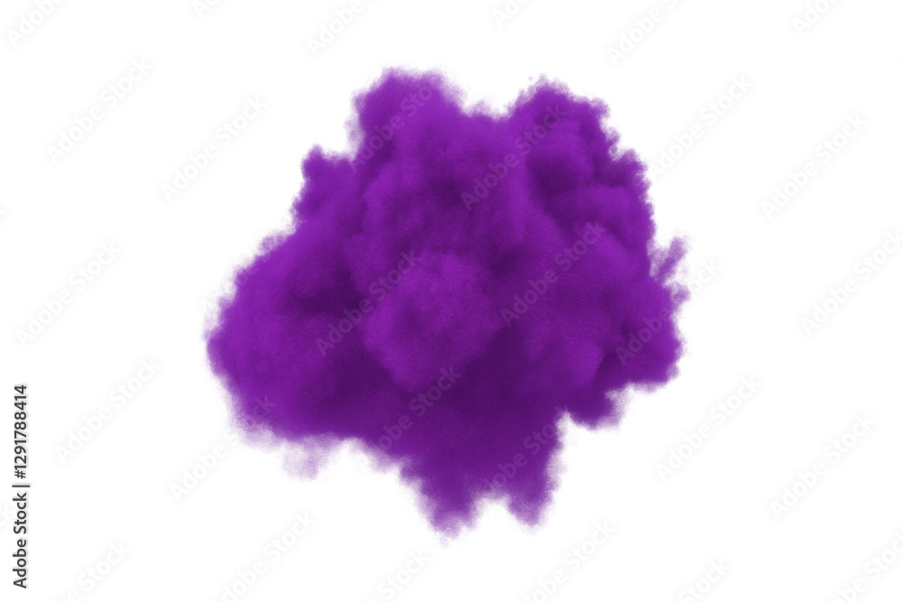Fototapeta premium Purple smoke cloud on transparent background, cut out